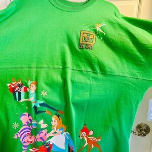 Disney Christmas Spirit Jersey Green with Whimsical Characters